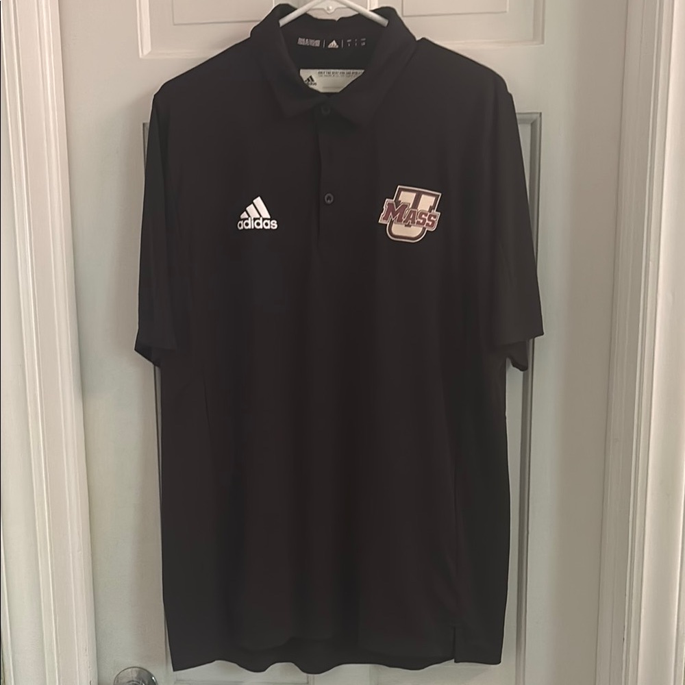 Adidas UMass Black Athletic Performance Polo Shirt
